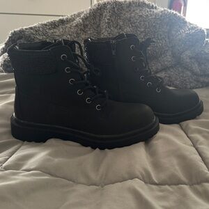 Wild Pair Black Lace-Up Boots for Women